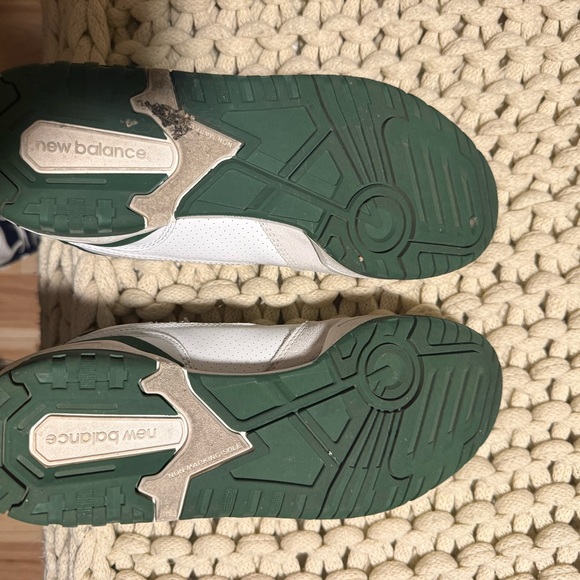 New Balance 550 White and Green Athletic Shoes - Picture 3 of 7